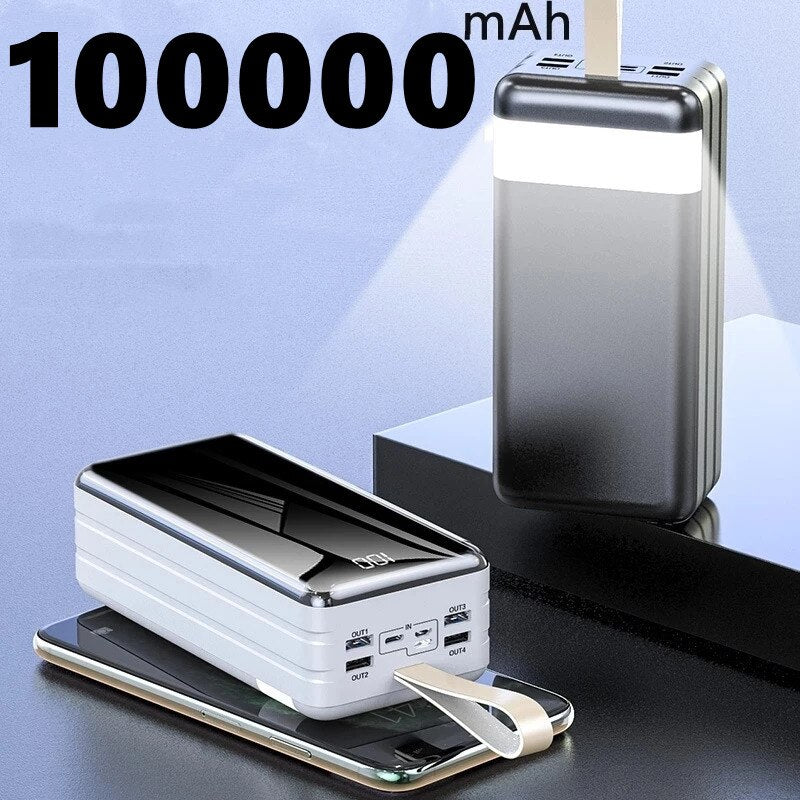 خازن الطاقة 100000 mAh شاحن محمول 4 USB LED خازن البطارية الخارجية Powerbank 100000 mAh آيفون شاومي سامسونج هواوي