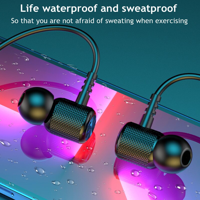 سماعات لاسلكية بلوتوث 5.0 بشريط حول الرقبةسماعة أذن مغناطيسية رياضية، مقاومة للماء TWS مع ميكروفون