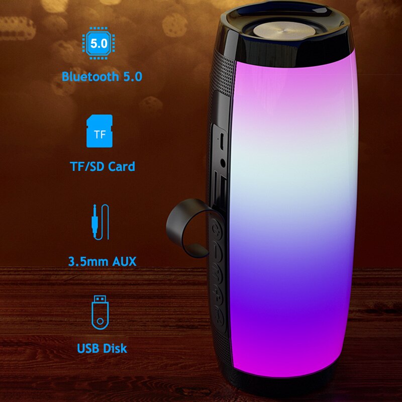 LED سمّاعات بلوتوث قابل للنقل FM راديو لاسلكيّ باس مضخم موسيقى لاعب Boombox USB AUX TF Caixa De Som Portatil