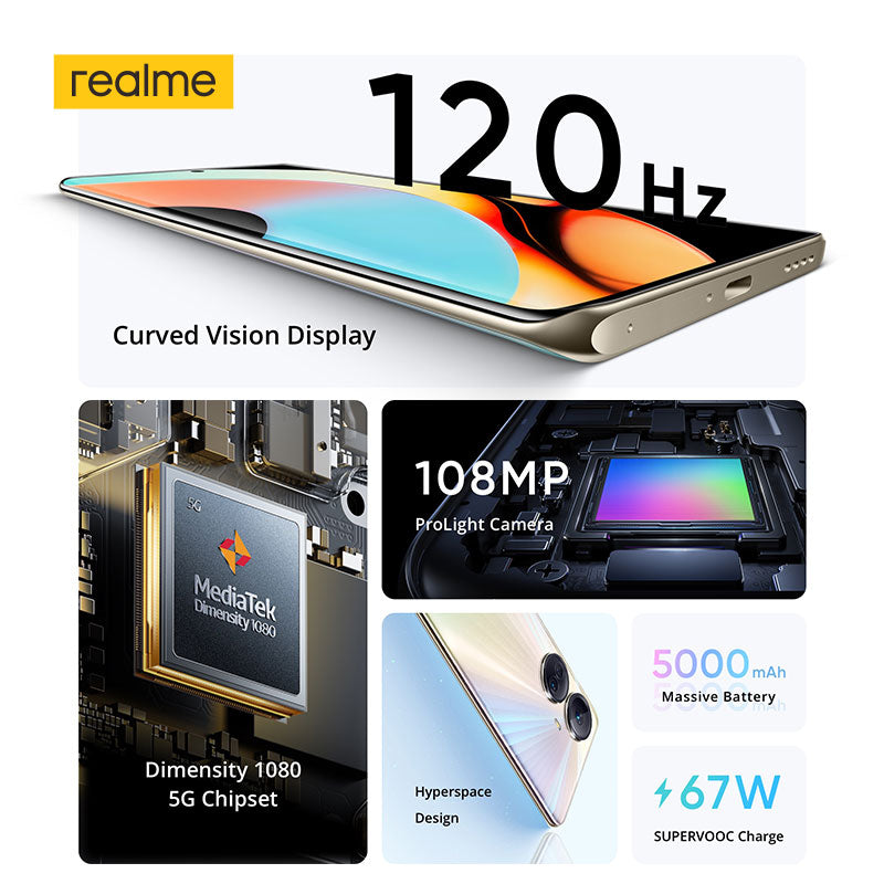 هاتف Realme 10 Pro Plus 5G الاصلي مستعمل نظيف ذاكرة 128 جيجابيت ورام 8 جيجابايت