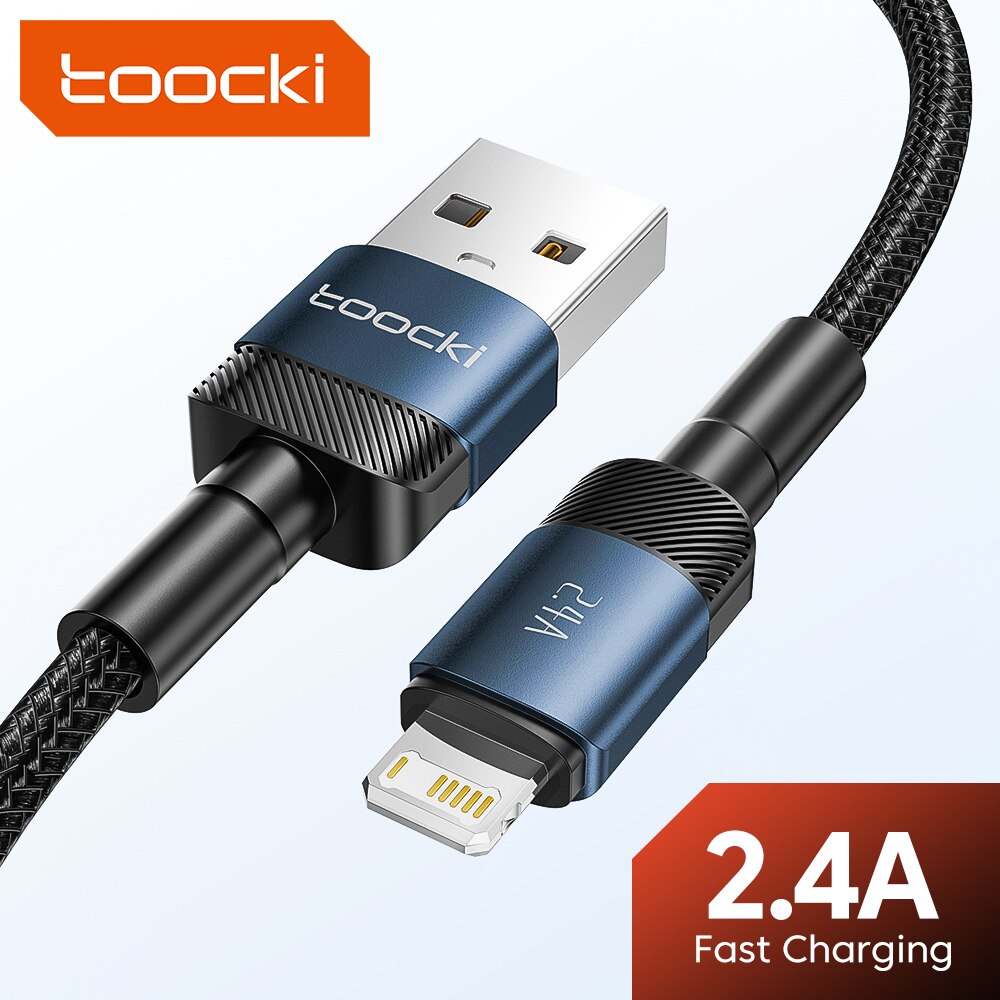 Toocki 2.4A USB كابل آيفون 14 13 12 11 برو ماكس Mini Xs Xr X 8 باد ماك بوك شحن سريع البرق كابل الحبل كابل البيانات