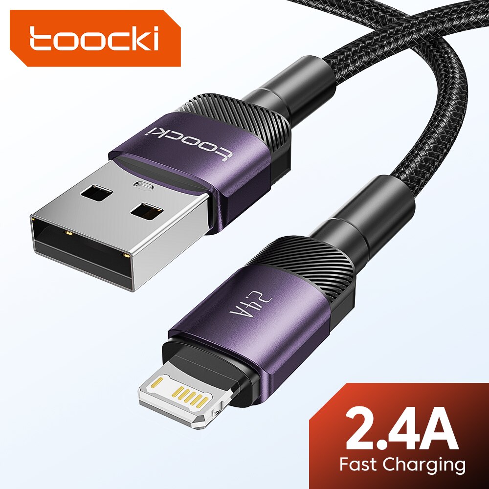 Toocki USB كابل آيفون 14 13 12 11 برو ماكس XS 8 7 Plus 2.4A شحن سريع كابل الإضاءة ل آيفون شاحن بيانات الحبل سلك