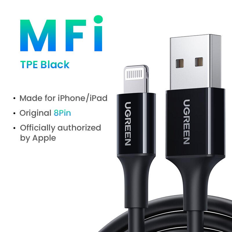 UGREEN MFi USB إلى البرق كابل آيفون 14 13 12 برو ماكس 2.4A شحن سريع آيفون لباد الهاتف كابل البيانات