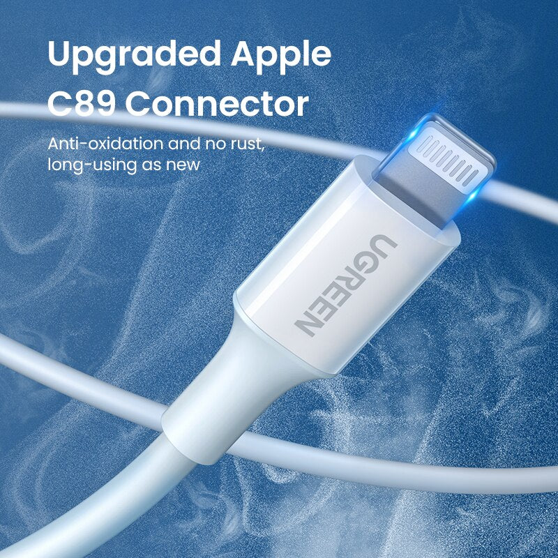 UGREEN MFi USB إلى البرق كابل آيفون 14 13 12 برو ماكس 2.4A شحن سريع آيفون لباد الهاتف كابل البيانات