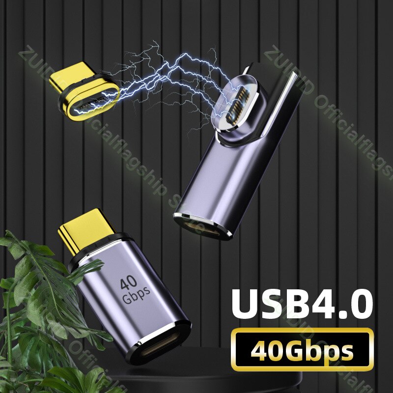كابل محول مغناطيسي USB4.0 Thunderbolt3 USB C إلى Type C 40Gbps 100 واط للشحن السريع كابل محول مغناطيسي 8K @ 60Hz USB Type C محول