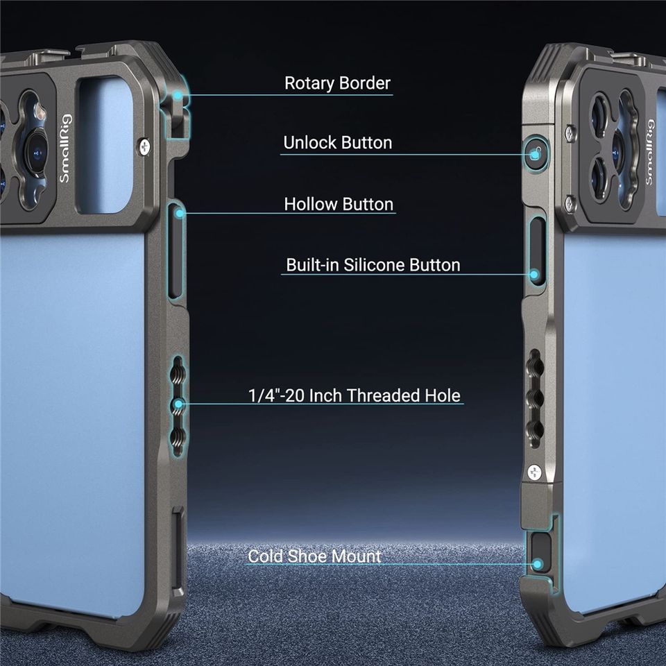 حامل قفص فيديو للهاتف المحمول متوافق مع iPhone 13 Pro / pro Max Case